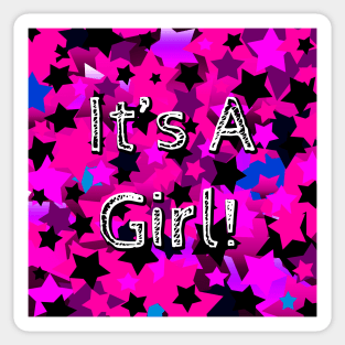 It's A Girl! Hot Pink Stars Sticker